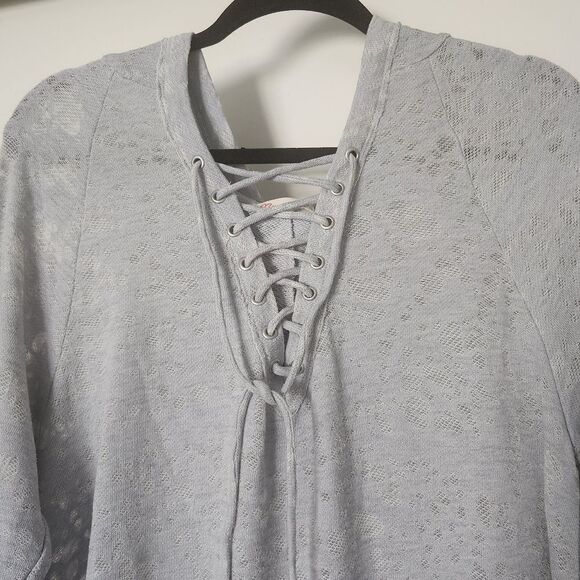 NWOT Anthropologie Maronie Long Sleeve Semi-Sheer Hooded Top Size Large - Picture 3 of 7